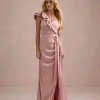 VESTIDO DE FESTA LUCY CREPE ACETINADO UM OMBRO - ROSÉ