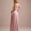 VESTIDO DE FESTA LUCY CREPE ACETINADO UM OMBRO - ROSÉ