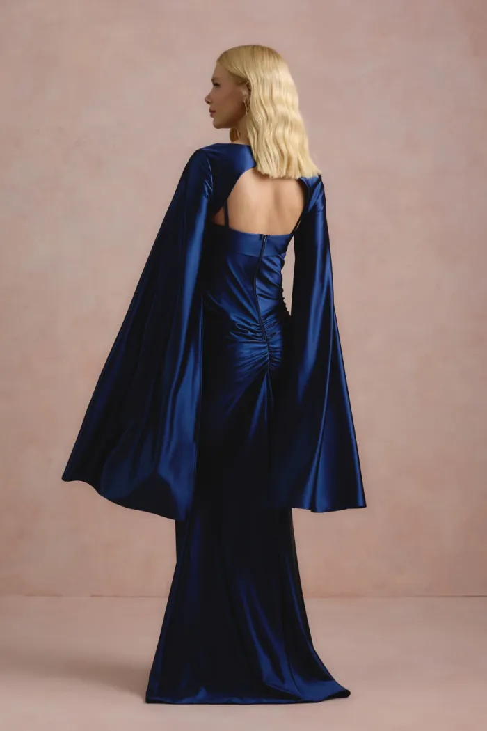 VESTIDO DE FESTA CAPA REMOVÍVEL RAVELLO - AZUL MARINHO