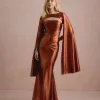VESTIDO DE FESTA CAPA REMOVÍVEL RAVELLO - TERRACOTA