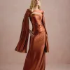 VESTIDO DE FESTA CAPA REMOVÍVEL RAVELLO - TERRACOTA