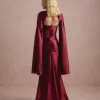 VESTIDO DE FESTA CAPA REMOVÍVEL RAVELLO - VINHO