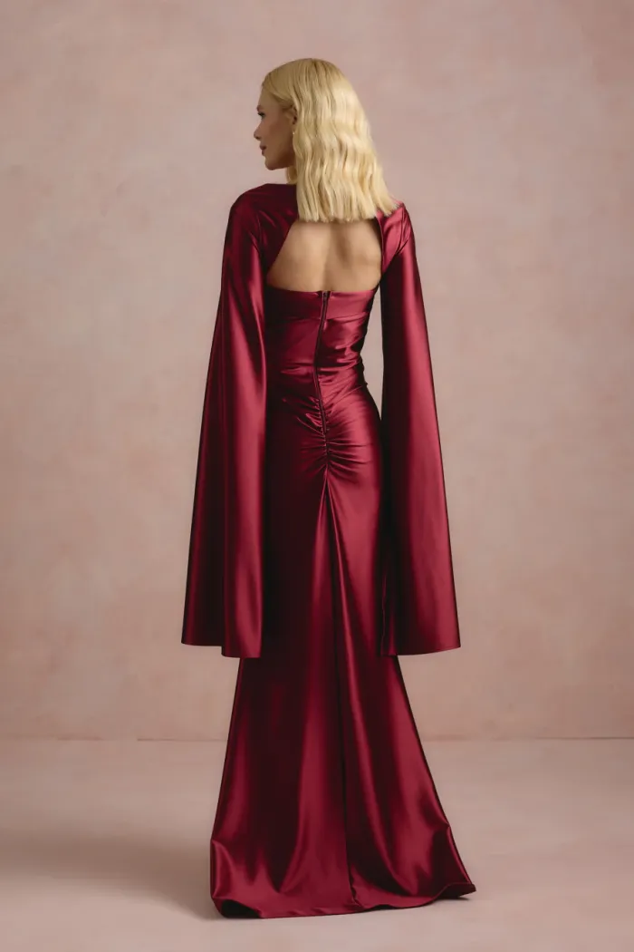 VESTIDO DE FESTA CAPA REMOVÍVEL RAVELLO - VINHO
