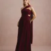 VESTIDO DE FESTA CECÍLIA CHIFFON CAPA OMBRO - VINHO