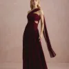 VESTIDO DE FESTA CECÍLIA CHIFFON CAPA OMBRO - VINHO