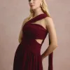 VESTIDO DE FESTA CECÍLIA CHIFFON CAPA OMBRO - VINHO