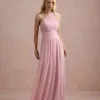 VESTIDO DE FESTA CECÍLIA CHIFFON CAPA OMBRO - ROSA BEBÊ
