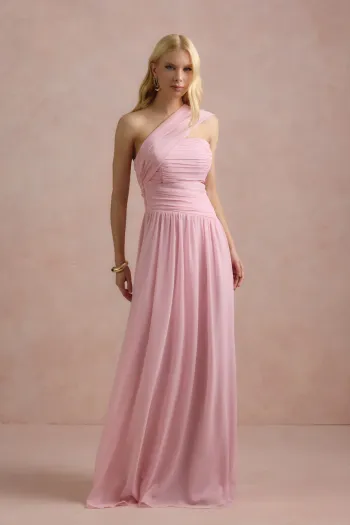 VESTIDO DE FESTA CECÍLIA CHIFFON CAPA OMBRO - ROSA BEBÊ