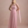 VESTIDO DE FESTA CECÍLIA CHIFFON CAPA OMBRO - ROSA BEBÊ
