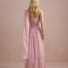 VESTIDO DE FESTA CECÍLIA CHIFFON CAPA OMBRO - ROSA BEBÊ
