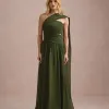VESTIDO DE FESTA CECÍLIA CHIFFON CAPA OMBRO - VERDE OLIVA