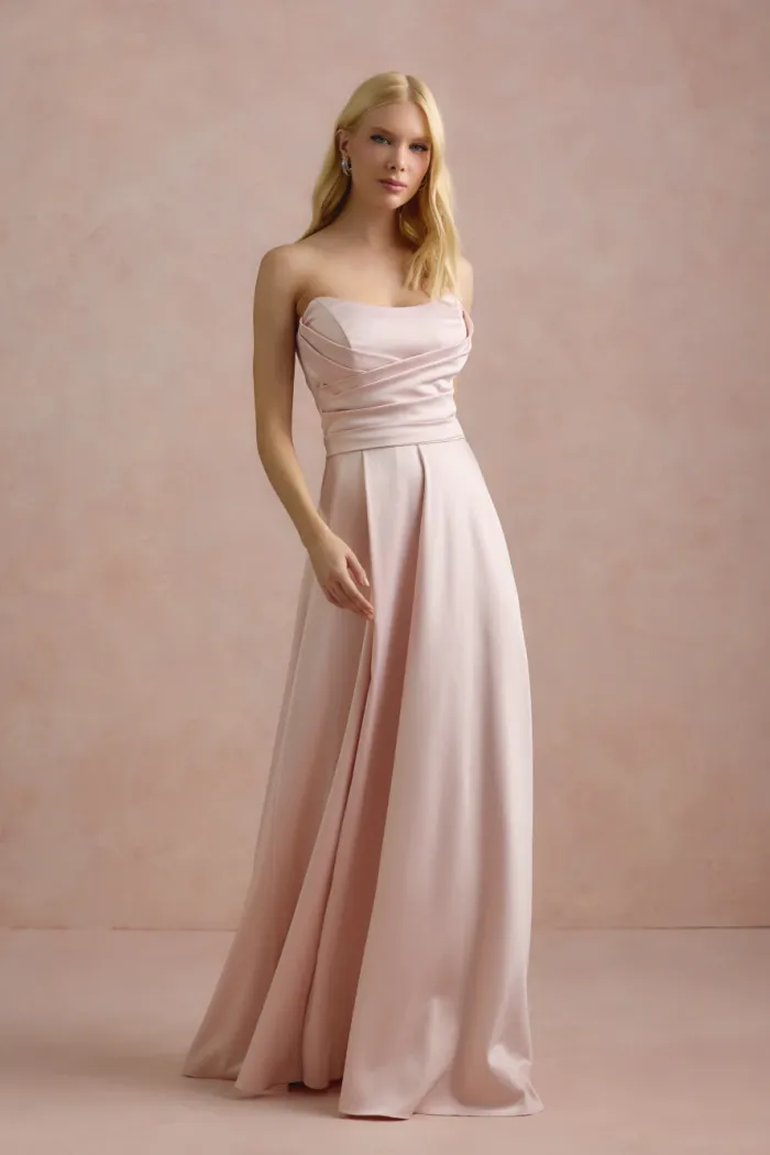 VESTIDO DE FESTA BRENDA T.Q.C LONGO FENDA - ROSA