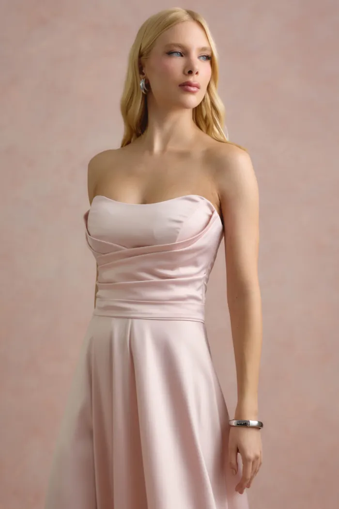 VESTIDO DE FESTA BRENDA T.Q.C LONGO FENDA - ROSA