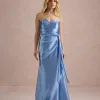 VESTIDO DE FESTA ELLEN CREPE PRADA - AZUL SERENITY