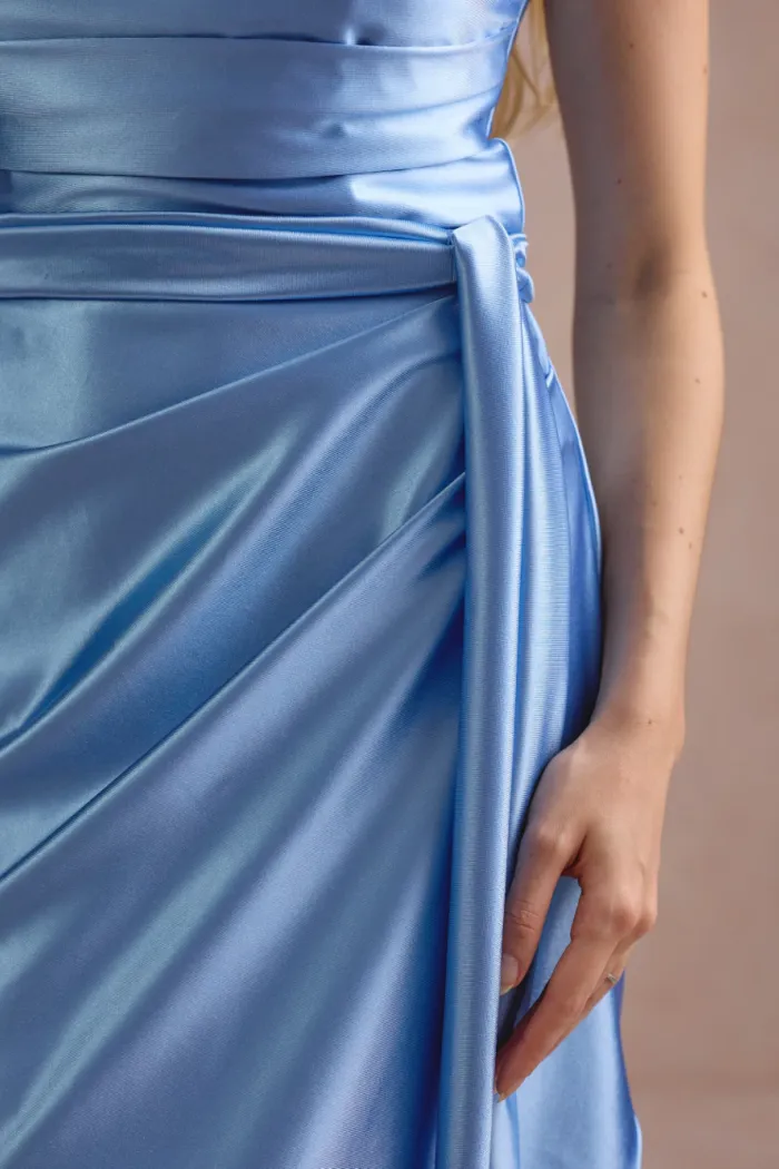 VESTIDO DE FESTA ELLEN CREPE PRADA - AZUL SERENITY