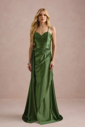 VESTIDO DE FESTA ELLEN CREPE PRADA - VERDE OLIVA