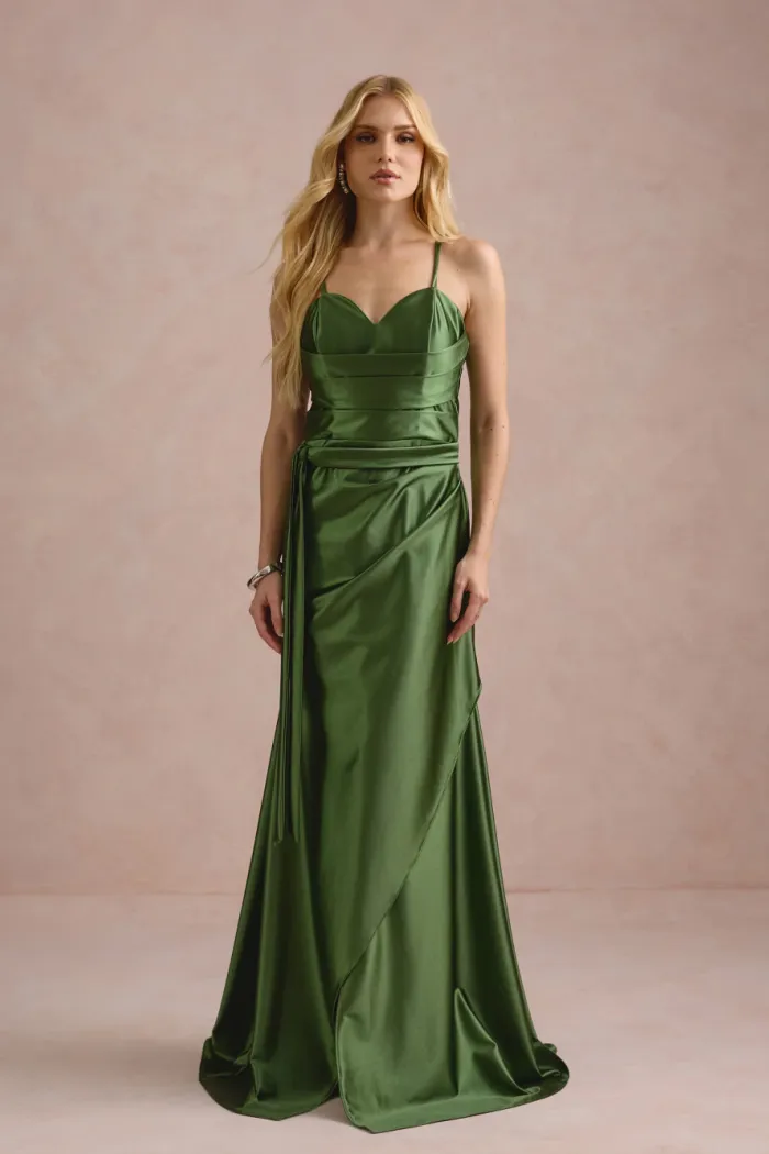 VESTIDO DE FESTA ELLEN CREPE PRADA - VERDE OLIVA