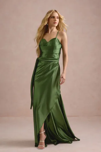 VESTIDO DE FESTA ELLEN CREPE PRADA - VERDE OLIVA