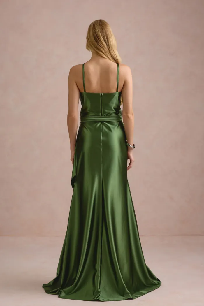 VESTIDO DE FESTA ELLEN CREPE PRADA - VERDE OLIVA