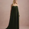 VESTIDO LONGO FIORELLA FAIXA CHOKER - VERDE OLIVA