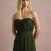 VESTIDO LONGO FIORELLA FAIXA CHOKER - VERDE OLIVA