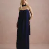VESTIDO LONGO FIORELLA FAIXA CHOKER - AZUL MARINHO