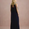 VESTIDO LONGO FIORELLA FAIXA CHOKER - AZUL MARINHO