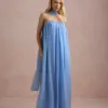 VESTIDO LONGO FIORELLA FAIXA CHOKER - AZUL SERENITY