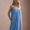 VESTIDO LONGO FIORELLA FAIXA CHOKER - AZUL SERENITY