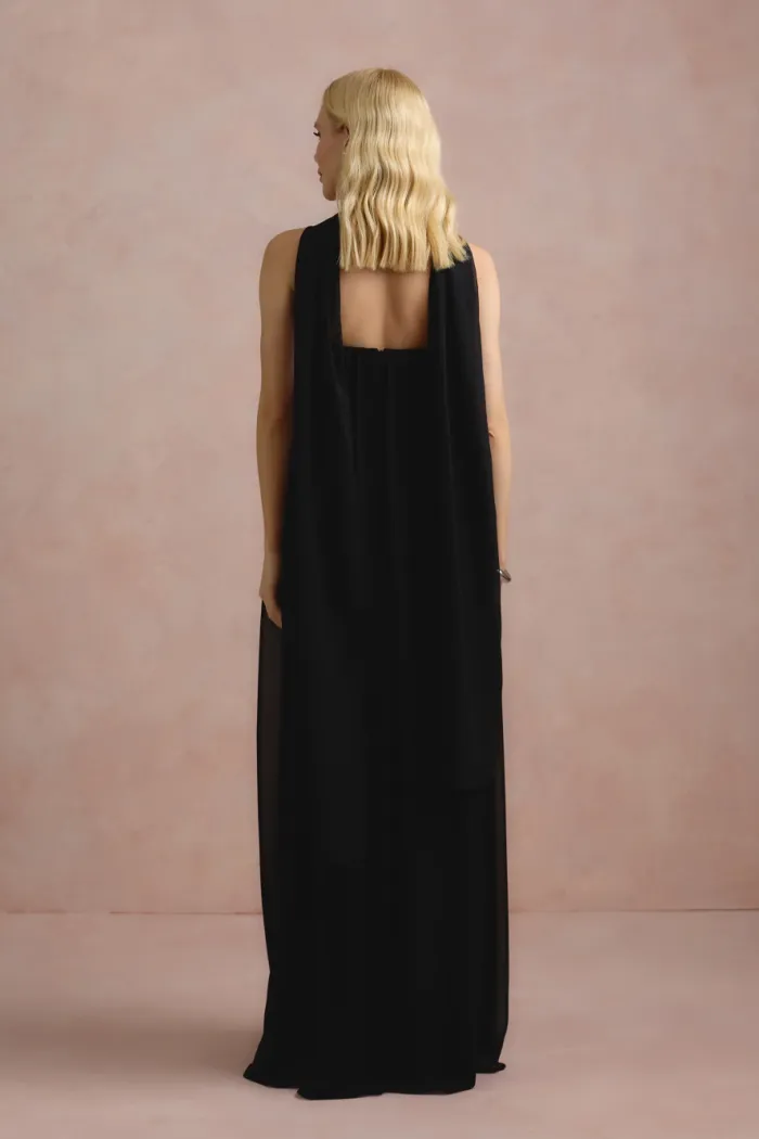 VESTIDO LONGO FIORELLA FAIXA CHOKER - PRETO