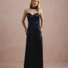 VESTIDO DE FESTA GIOVANA CREPE ACETINADO FAIXA CHOKER - AZUL MARINHO