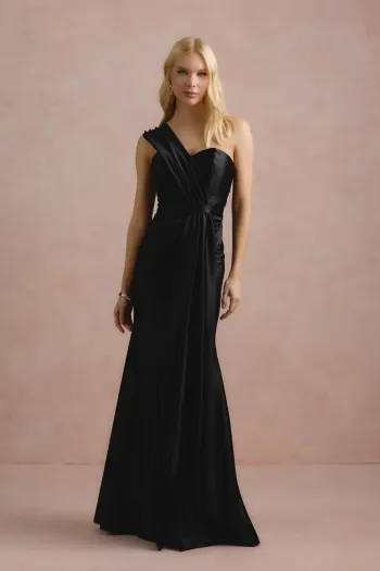 VESTIDO DE FESTA GLAM CREPE ACETINADO - PRETO