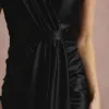 VESTIDO DE FESTA GLAM CREPE ACETINADO - PRETO