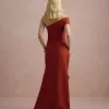 VESTIDO DE FESTA LORENA BABADOS UM OMBRO - TERRACOTA