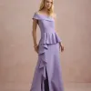 VESTIDO DE FESTA LORENA BABADOS UM OMBRO - LILÁS