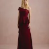 VESTIDO DE FESTA LORENA BABADOS UM OMBRO - MARSALA
