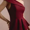 VESTIDO DE FESTA LORENA BABADOS UM OMBRO - MARSALA
