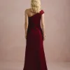 VESTIDO DE FESTA LORENA BABADOS UM OMBRO - MARSALA