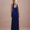 VESTIDO DE FESTA LUNA TULE LUREX CHOKER - AZUL ROYAL