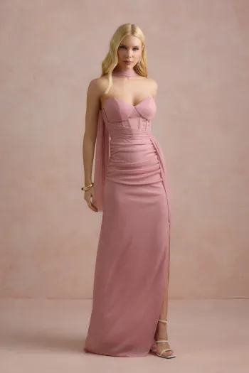 VESTIDO DE FESTA LUNA TULE LUREX CHOKER - ROSÉ