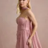 VESTIDO DE FESTA LUNA TULE LUREX CHOKER - ROSÉ