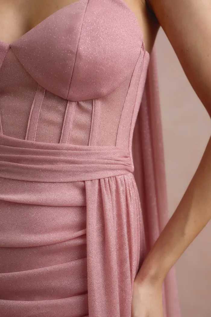 VESTIDO DE FESTA LUNA TULE LUREX CHOKER - ROSÉ