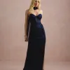 VESTIDO DE FESTA LUNA TULE LUREX CHOKER - AZUL MARINHO