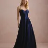 VESTIDO DE FESTA NORUEGA CREPE ACETINADO - AZUL MARINHO