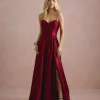VESTIDO DE FESTA NORUEGA CREPE ACETINADO - VINHO
