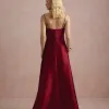 VESTIDO DE FESTA NORUEGA CREPE ACETINADO - VINHO