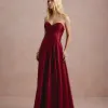 VESTIDO DE FESTA NORUEGA CREPE ACETINADO - VINHO