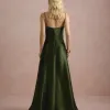 VESTIDO DE FESTA NORUEGA CREPE ACETINADO - VERDE OLIVA