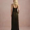 VESTIDO DE FESTA TANGARÁ PLISSADO - VERDE OLIVA