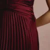 VESTIDO DE FESTA TANGARÁ PLISSADO - VINHO